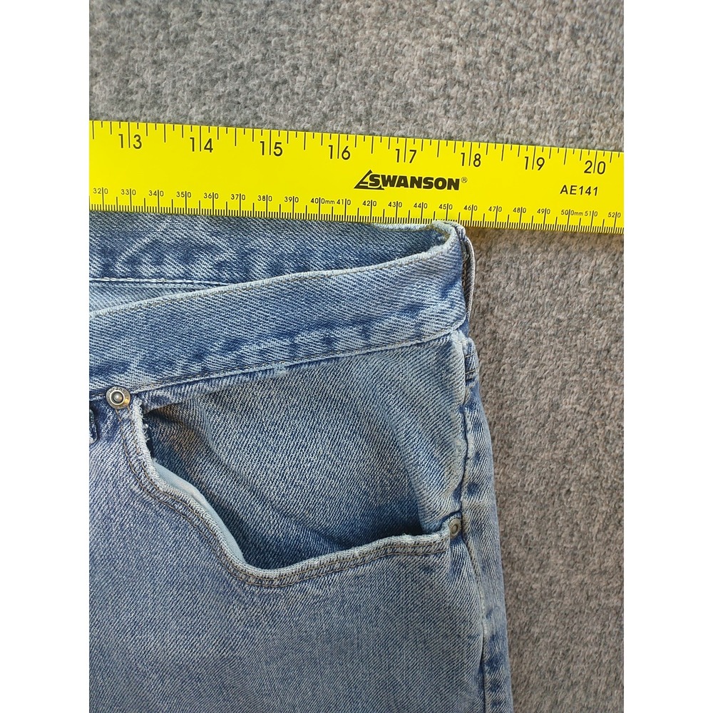 Wrangler 97601VR Mens Light Wash Straight Leg Denim Jeans 36x29 Distressed Blue - Picture 13 of 16